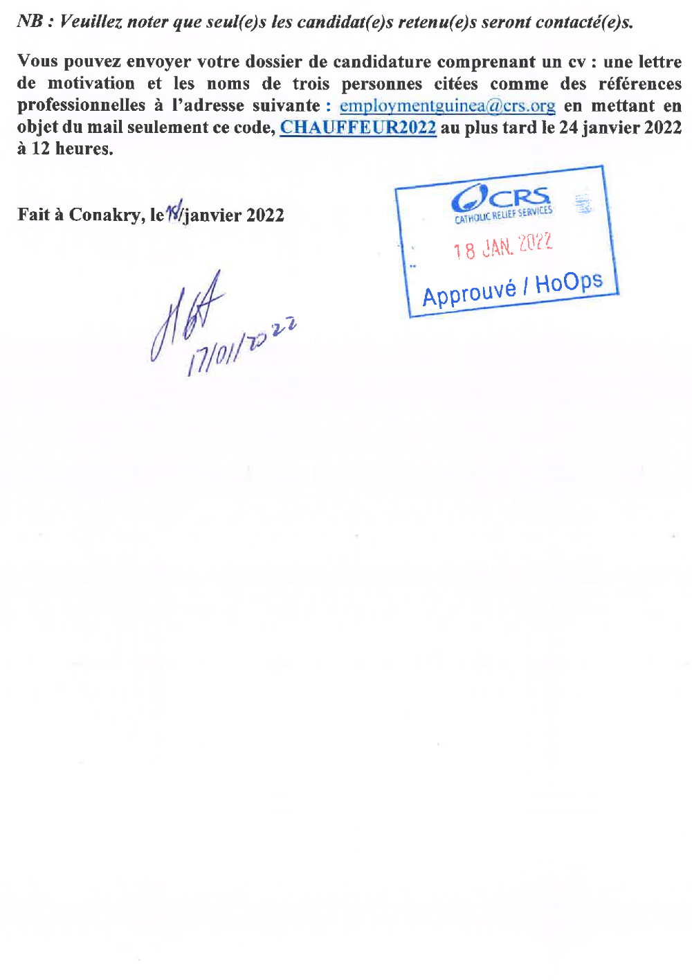 Avis de recrutement de deux(2) chauffeurs page 4