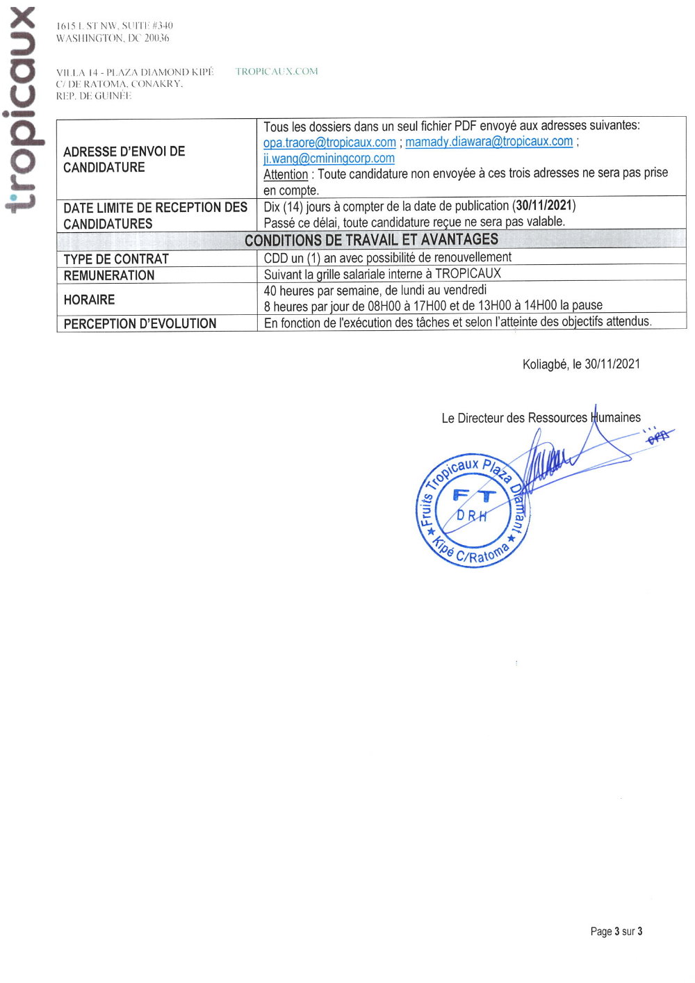 Avis de recrutement d'un technicien maintenance industrielle (Electrique et Mécanique) p3