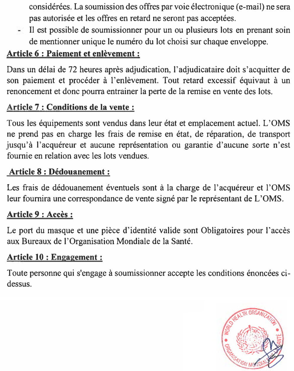 Vente aux enchères oms en guinée p3