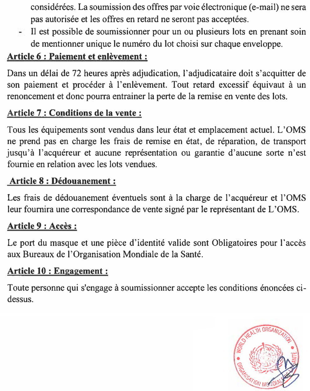 Vente aux enchères oms en guinée p3