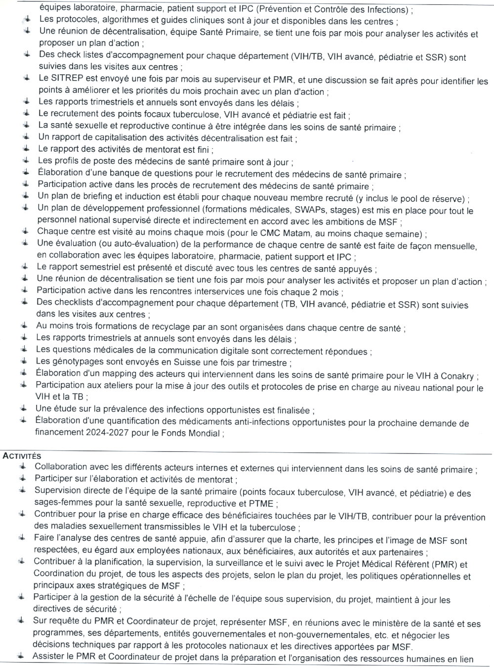 Recrutement d'un Responsable des Activités Médicales de la Santé Primaire P2