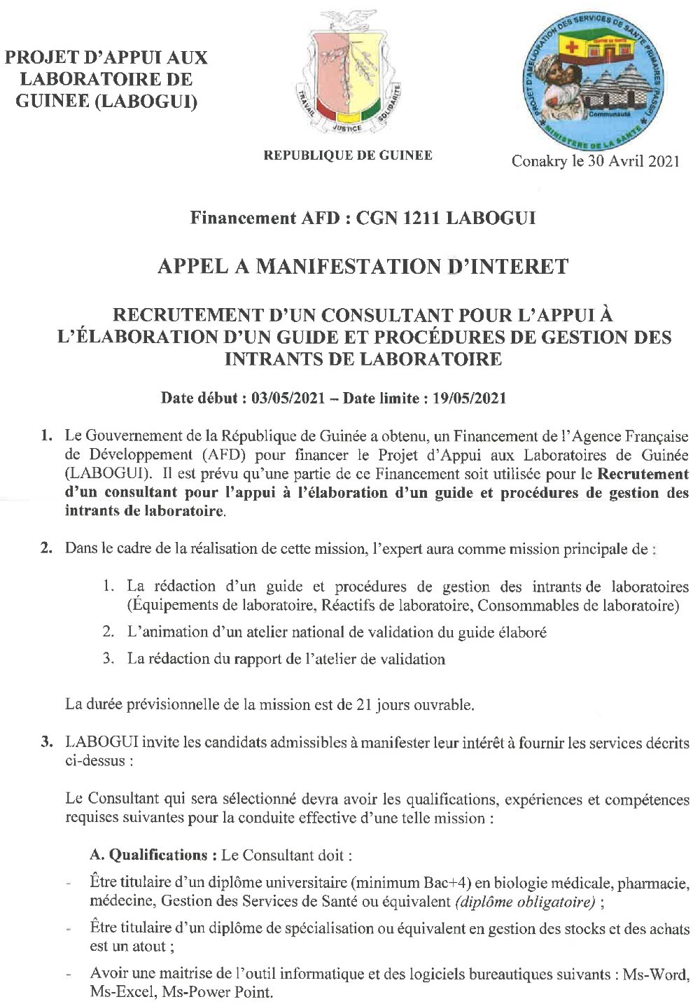 Elaboration D'un Guide Et Procédures De Gestion Des Intrants LABOGUI p1