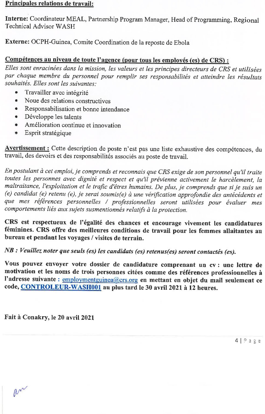 Recrutement d'Un Côntroleur Travaux WASH - CRS p4