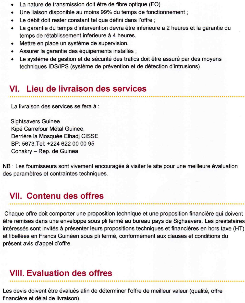 Appel d'offre pour la sélection d'une société de fournisseur d'Access Internet page 2