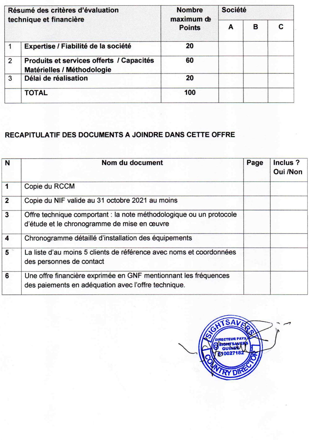 Appel d'offre pour la sélection d'une société de fournisseur d'Access Internet page 3