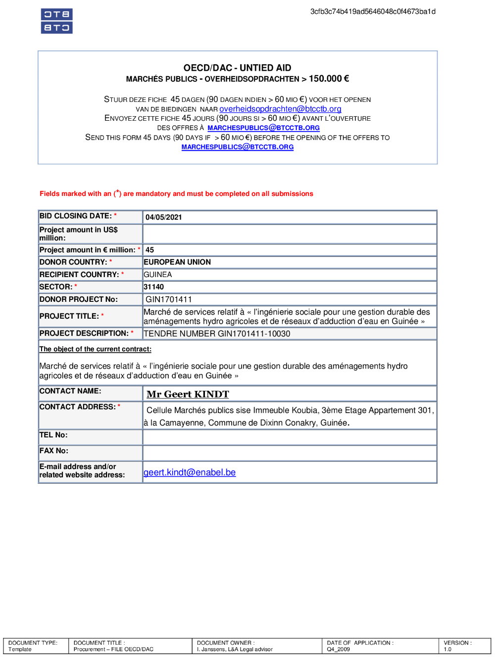 Enabel Marché de services en guinée