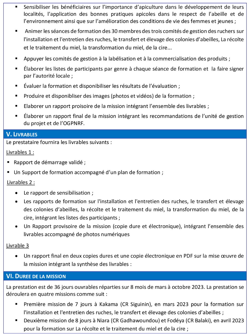 TERMES DE REFERENCE pour le Recrutement d’un Consultant National chargé de former les comités de gestion des ruchers écoles | Page 3