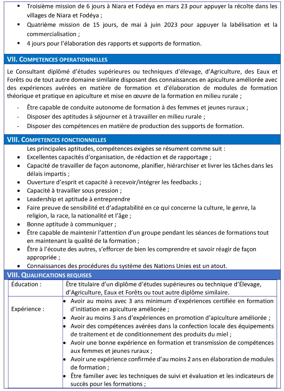 TERMES DE REFERENCE pour le Recrutement d’un Consultant National chargé de former les comités de gestion des ruchers écoles | Page 4