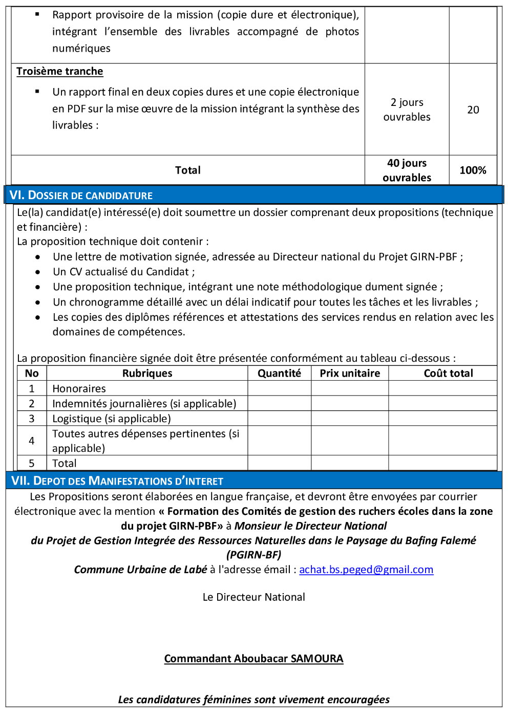 TERMES DE REFERENCE pour le Recrutement d’un Consultant National chargé de former les comités de gestion des ruchers écoles | Page 6