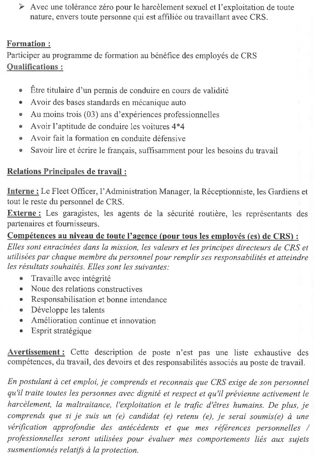 Appel d’offres pour le recrutement de cinq (5) chauffeurs pur CRS Guinée | Page 3