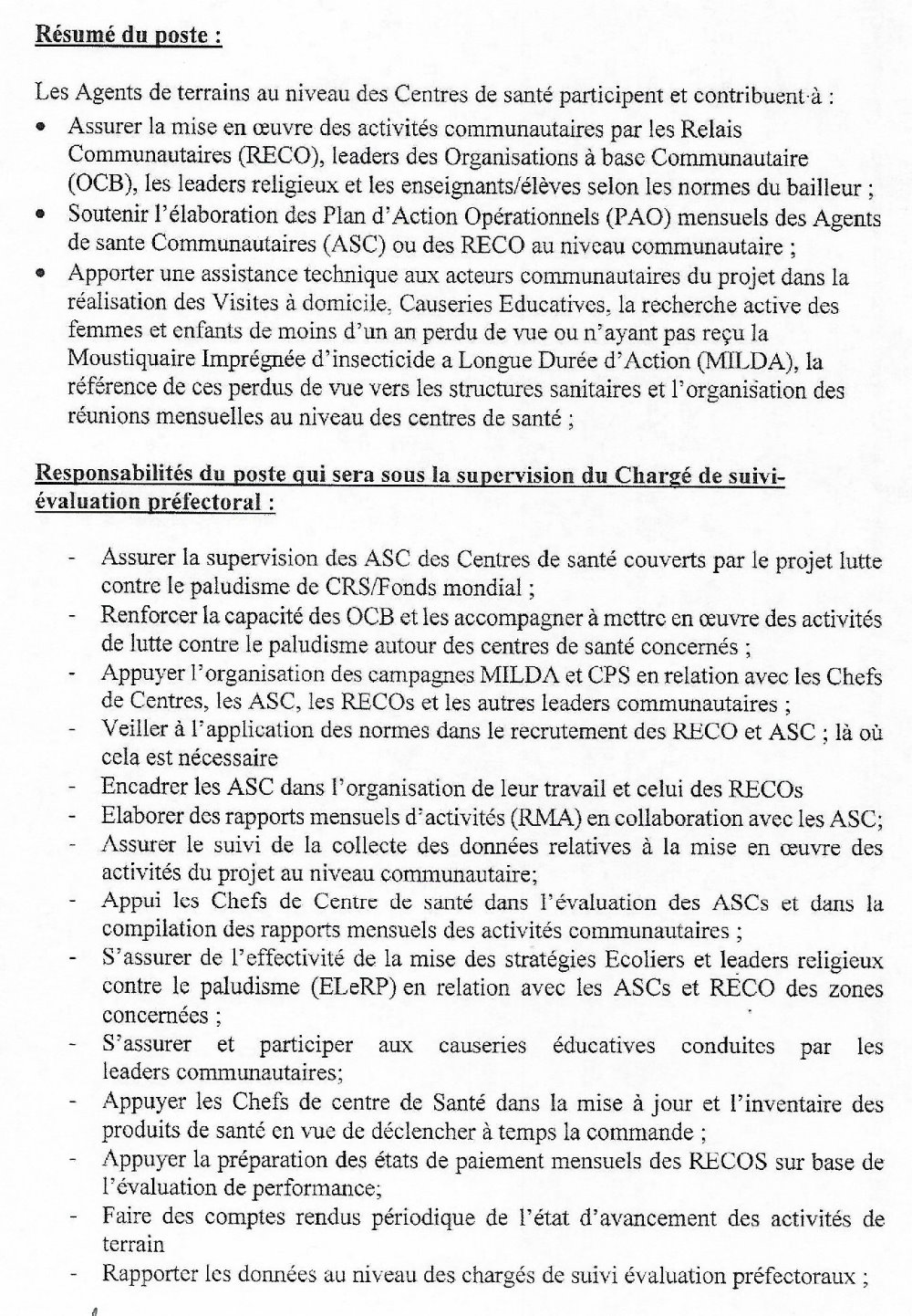 Recrutement de plusieurs Agents de Terrain - CRS p2