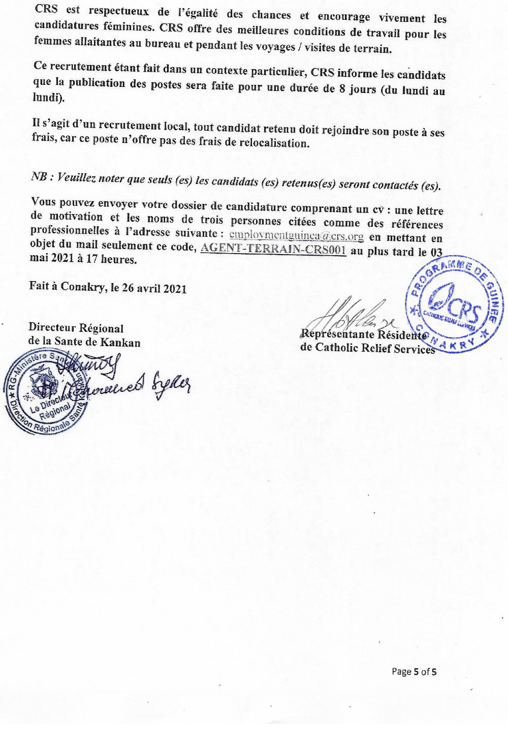 Recrutement de plusieurs Agents de Terrain - CRS p5