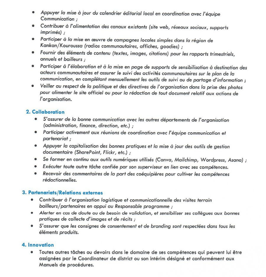 Avis de recrutement d'un(e) Assistant(e) de la Communication et Développement  | Page 2