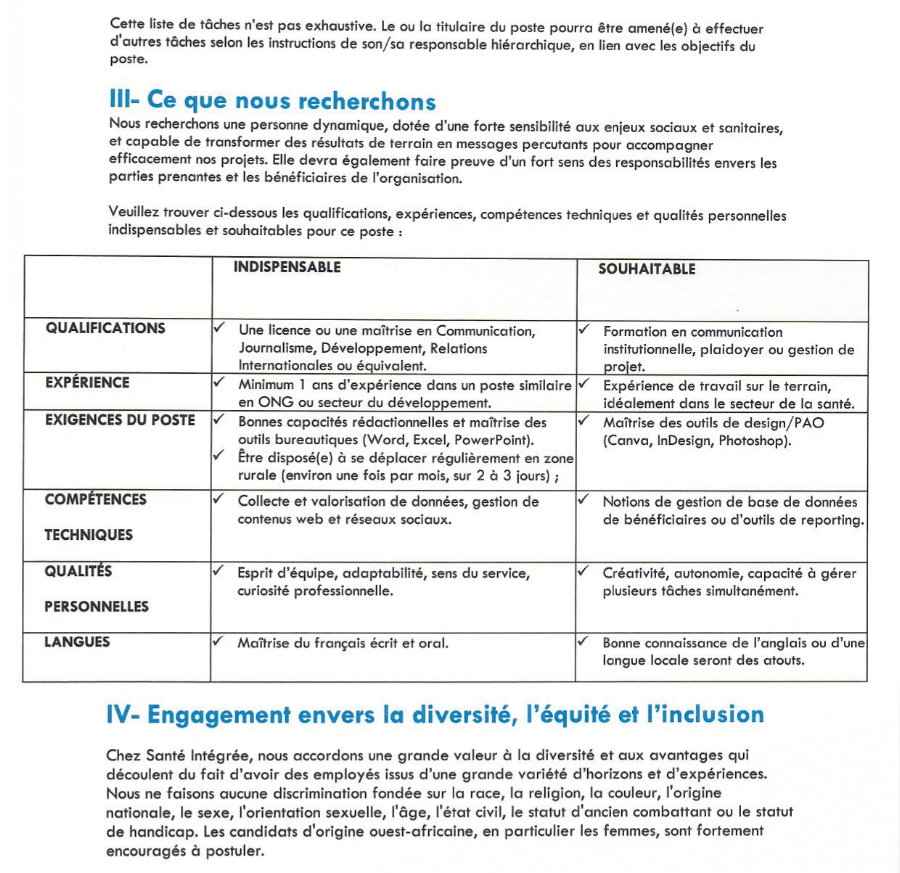Avis de recrutement d'un(e) Assistant(e) de la Communication et Développement  | Page 3
