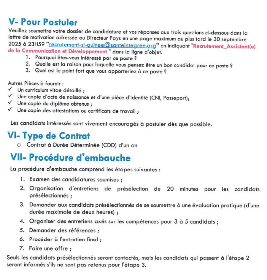 Avis de recrutement d'un(e) Assistant(e) de la Communication et Développement  | Page 4