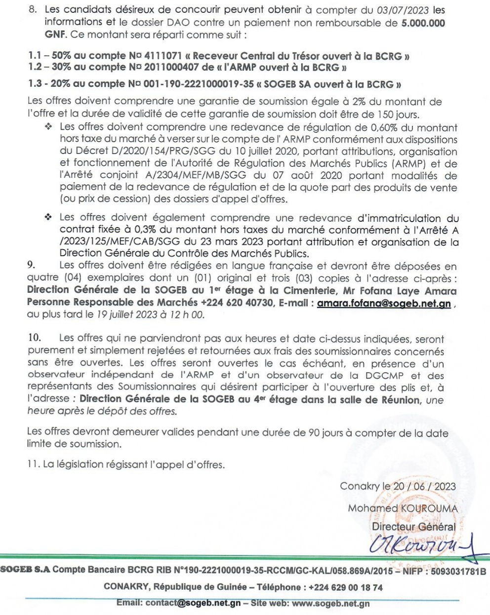 Avis d'appel d'offres pour le Marché d'acquisition et installation d'Un progiciel pour la gestion financière, comptable, commerciale et des ressources humaines (paie, formation et compétence), de la finance et des immobilisations | page 2