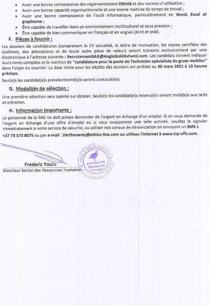 Offre d'emploi en guinée - sag recrutement en guinée p2