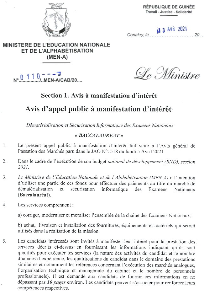 dématérialisation et sécurisation informatique des examens nationaux page 1
