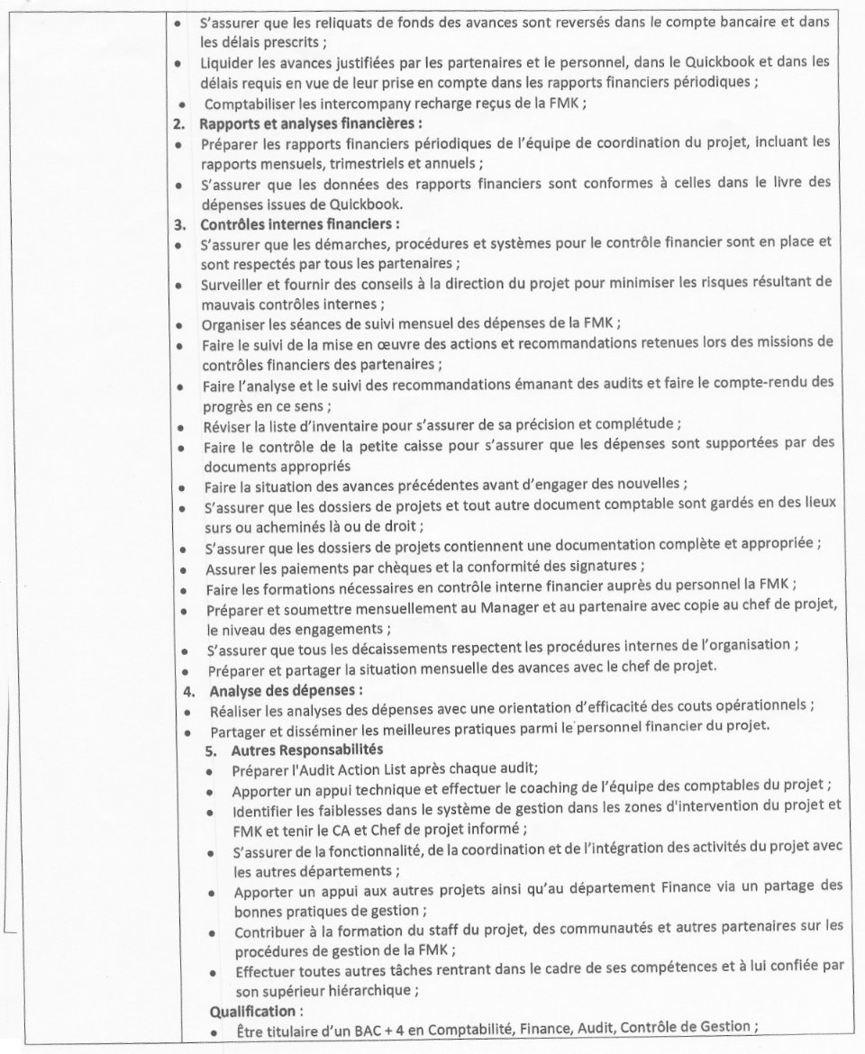 Avis de recrutement d'Un (e) Contrôleur Financier pour le projet GC7 | Page 2