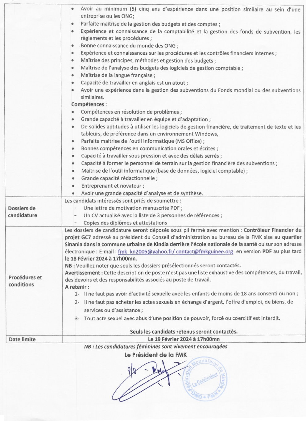 Avis de recrutement d'Un (e) Contrôleur Financier pour le projet GC7 | Page 3