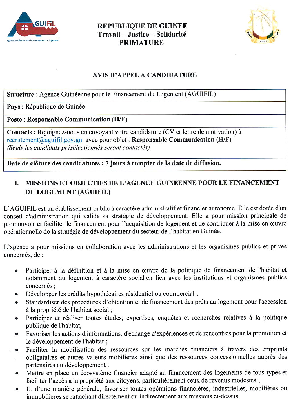 Recrutement en guinée - Aguifil page 1