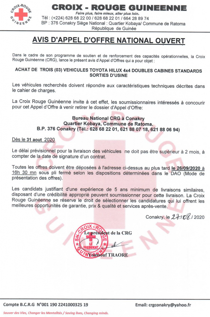 La croix rouge - recrutement en Guinée